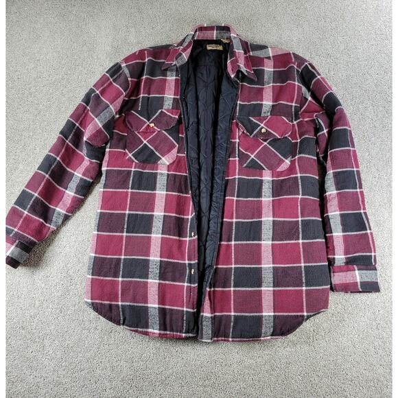 Vintage Northwest Blue Mens Jacket M Red Black Plaid Quilt Lined Flannel Shacket - Picture 4 of 16